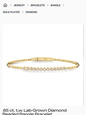 Ross-Simons Gold Beaded Bracelet with Clear Stones